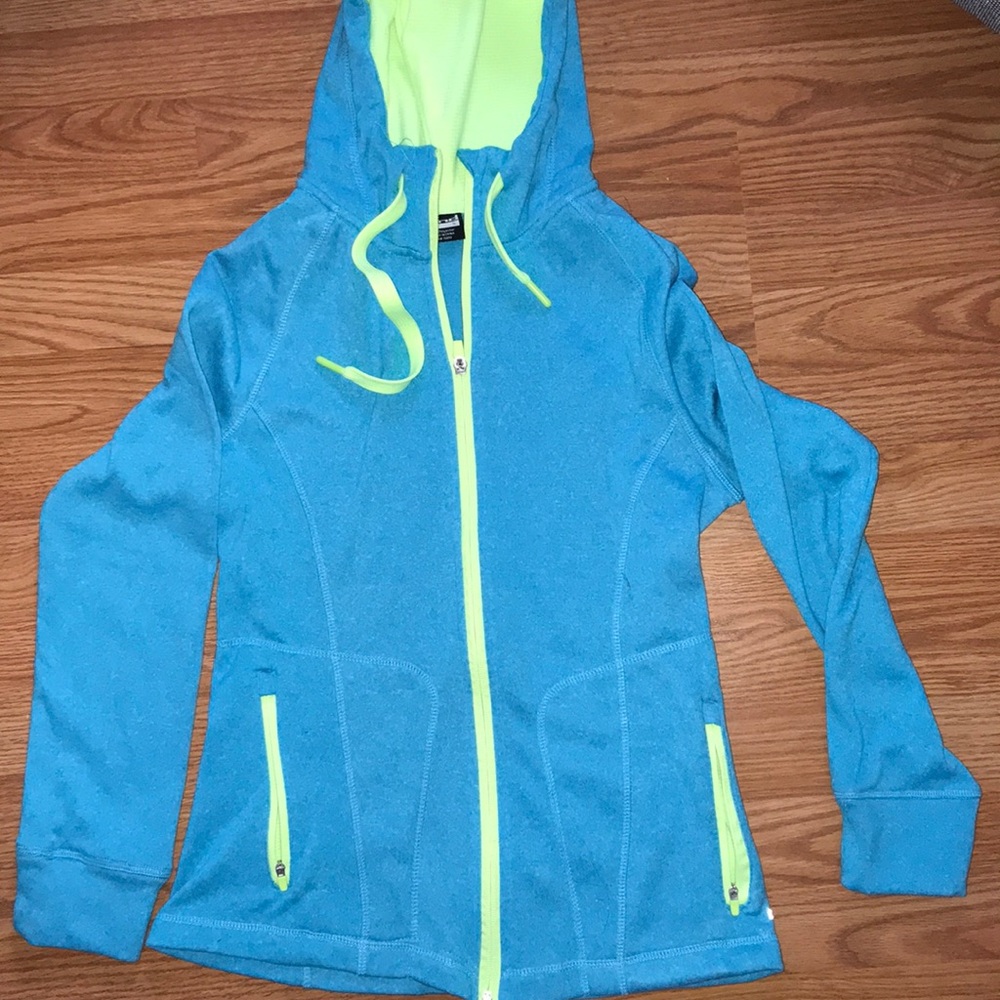 Blue and Green Zip-Up Sweatshirt